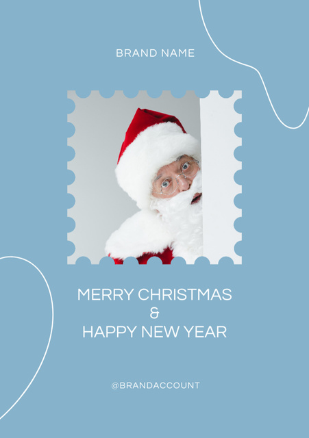 Christmas and Happy New Year Greetings with Santa Postcard A5 Vertical – шаблон для дизайна