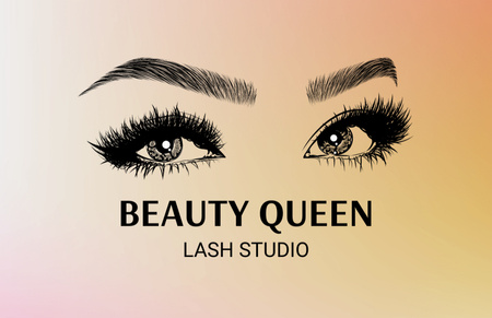 Beauty Salon Services Ad with Female Eyes Illustration Business Card 85x55mm Design Template