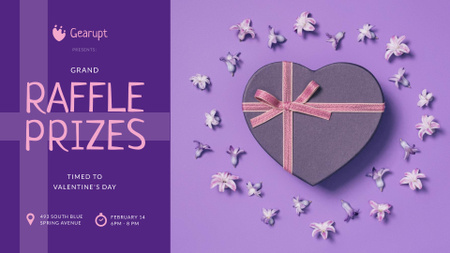 Valentine's Day Heart-Shaped Gift in Purple FB event cover Design Template