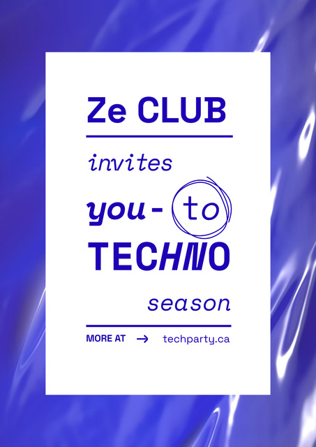 Techno Party Event Announcement Posterデザインテンプレート