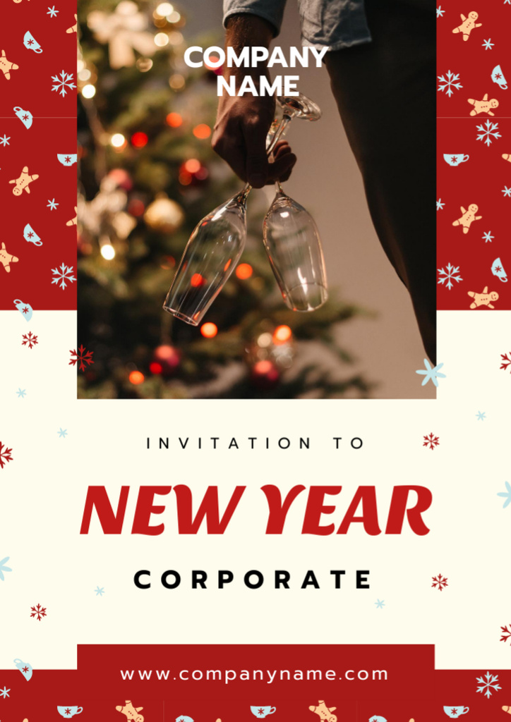 Plantilla de diseño de New Year Corporate Party Invitation Flyer A4 