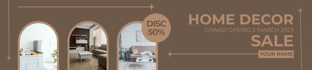 Ontwerpsjabloon van Ebay Store Billboard van Home Decor Items Discount Brown