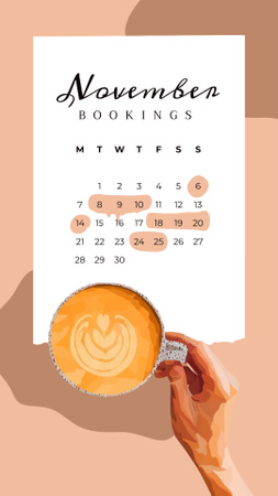 Month Planning with Woman holding Cup of Coffee Instagram Video Story Design Template