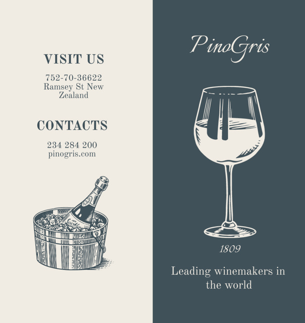 Ontwerpsjabloon van Brochure Din Large Bi-fold van Wine Tasting Announcement with Sketch of Wineglass
