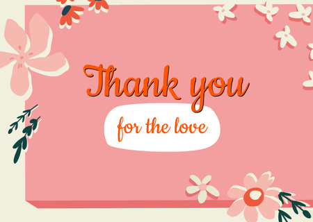 Thankful Phrase with Flowers Illustration Card Design Template