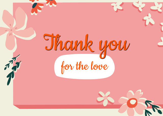 Thankful Phrase with Flowers Illustration Card – шаблон для дизайну