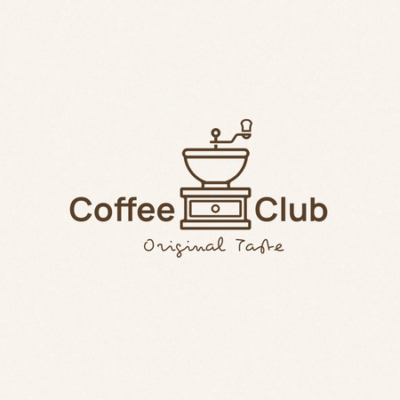 Cafe Ad with Coffee Grinder Logo Design Template