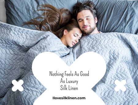 Template di design Luxury silk linen Offer with Couple in Bed Postcard 4.2x5.5in