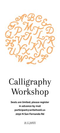 Calligraphy Workshop Announcement Letters on White Flyer 3.75x8.25inデザインテンプレート