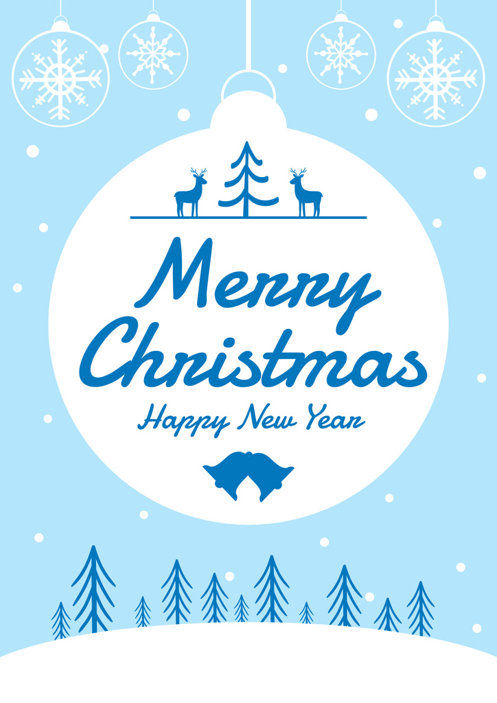 Christmas and New Year Cheers with Fir-trees Poster Design Template