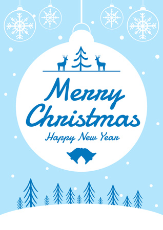 Christmas and New Year Cheers with Fir-trees Poster Design Template