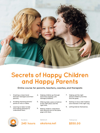 Parenthood Courses Ad Family with Daughter Poster US Design Template