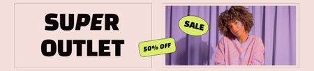 Template di design Sale Offer with Girl in Cute Outfit Ebay Store Billboard