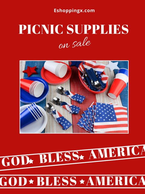 Ontwerpsjabloon van Poster US van USA Independence Day Sale Announcement