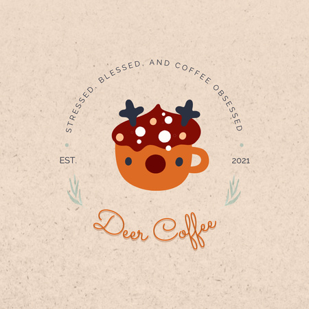 Cafe Ad with Deer Illustration Animated Logo Design Template