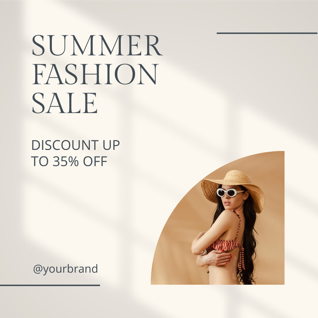 Summer Fashion Sale for Women with Woman in Sunglasses Instagramデザインテンプレート