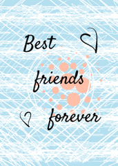 Best Friends Forever Phrase With Hearts In Blue