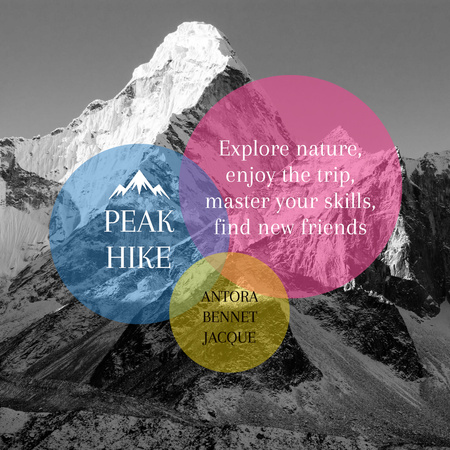 Túrakirándulás bejelentés a festői hegyek csúcsaiból Instagram AD tervezősablon