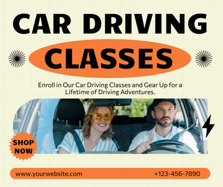 Platilla de diseño Practical Car Driving Classes Enrollment Announcement Facebook