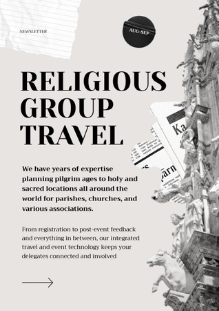 Объявление о путешествии религиозной группы Newsletter – шаблон для дизайна