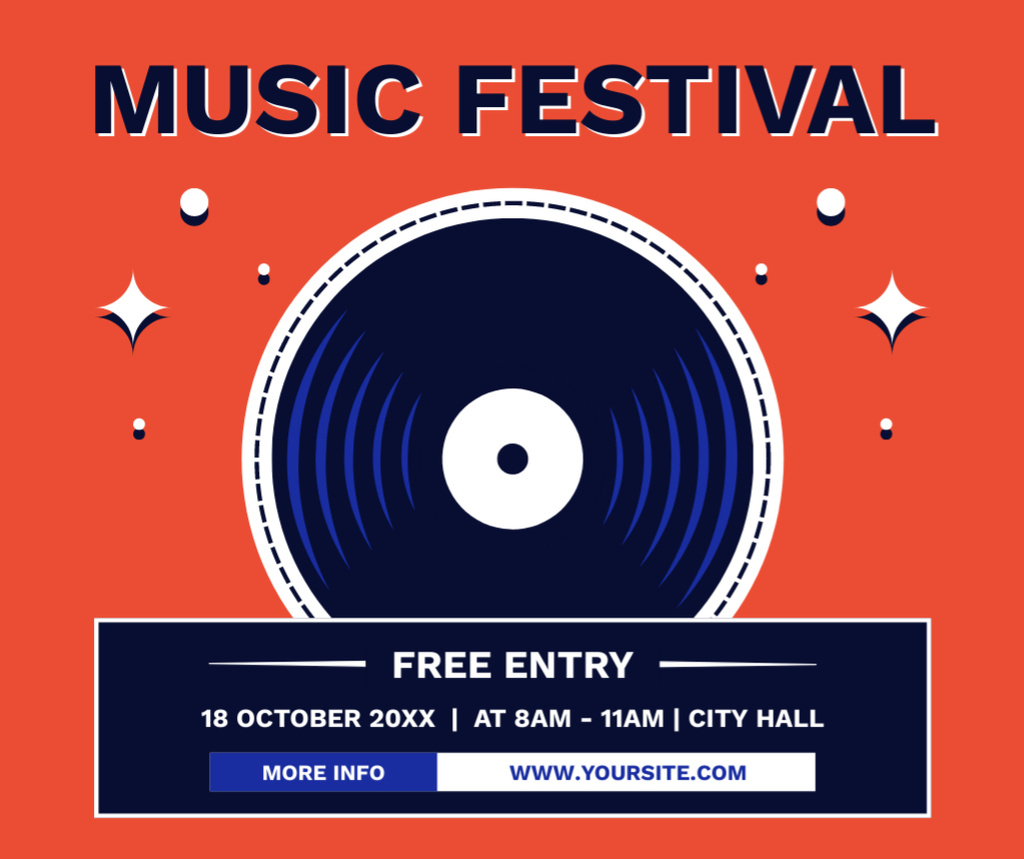 Free Entry Music Festival Announcement Facebookデザインテンプレート