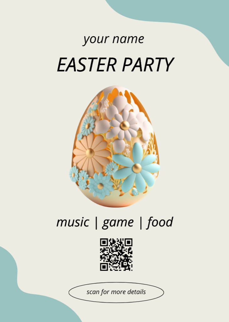 Easter Party Announcement with Dyed Easter Egg Flayer Modelo de Design