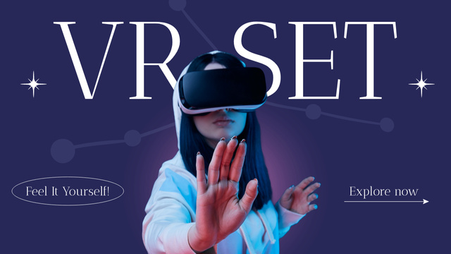 Modèle de visuel VR Sets Discount Ad on Purple - Youtube Thumbnail