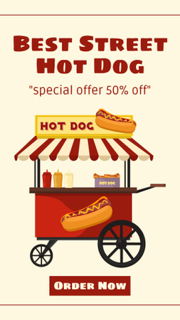 Tasty Street Hot Dog Ad With Discount Instagram Story tervezősablon