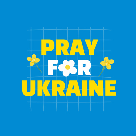 Ontwerpsjabloon van Instagram van Bid voor Oekraïne Phrase op Simple Blue