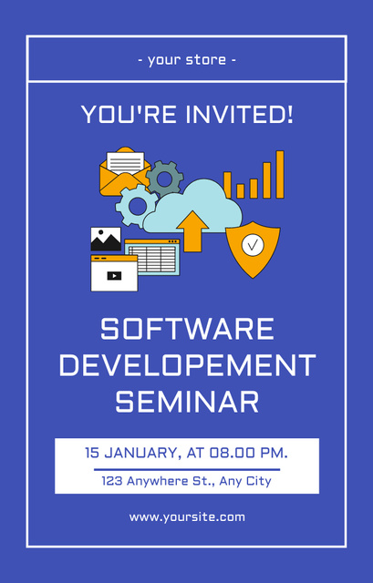Designvorlage Software Development Seminar für Invitation 4.6x7.2in