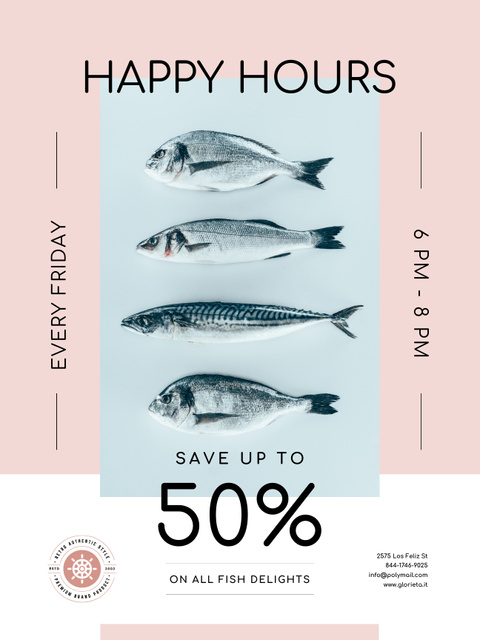 Exclusive Fish Delights Sale Offer Poster USデザインテンプレート
