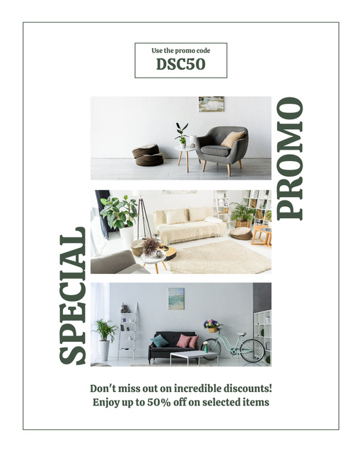 Special Promo of Furniture Sale with Stylish Room Instagram Post Vertical tervezősablon