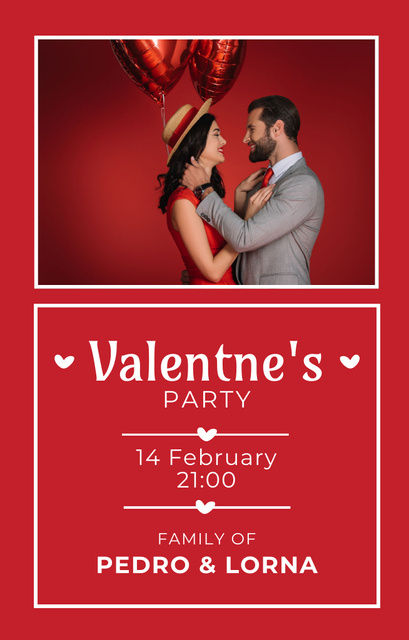 Valentine's Day Party Announcement with Couple in Love Invitation 4.6x7.2in Tasarım Şablonu