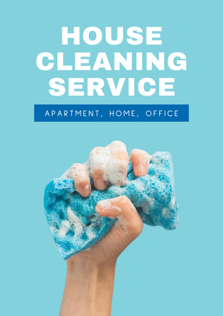 Platilla de diseño Cleaning Services with Dish Sponge in Hand Poster