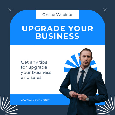 Platilla de diseño Online Webinar With Tips For Upgrading Business LinkedIn post