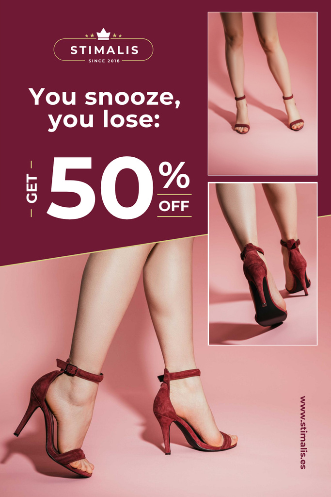 Template di design Fashion Sale with Woman in Heeled Shoes Pinterest