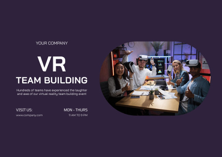 Virtual Team Building Announcement Poster B2 Horizontal Design Template