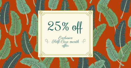 Platilla de diseño Selfcare Month Offer with Feathers Pattern Facebook AD