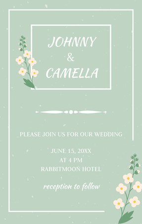 Botanical Wedding Invitation with Flower Illustration Invitation 4.6x7.2in Design Template