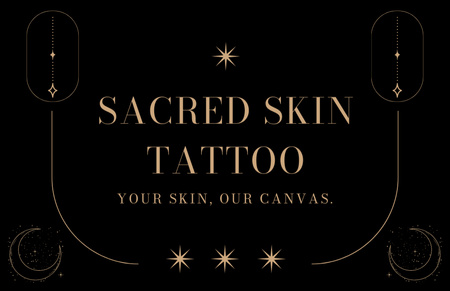 Szablon projektu Oferta tatuaży skóry z hasłem i księżycem Business Card 85x55mm