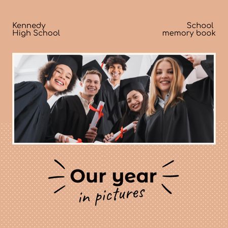 School Graduation Album with Graduators Photo Book Modelo de Design