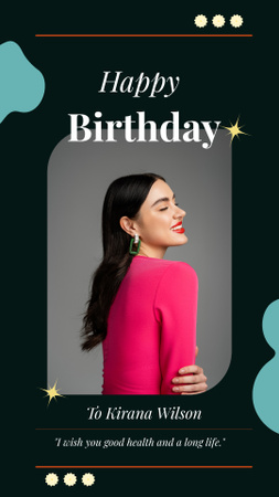 Birthday of Tender Young Woman Instagram Story Design Template