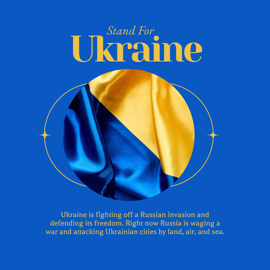 Support Peace in Ukraine with Flag Instagram Design Template