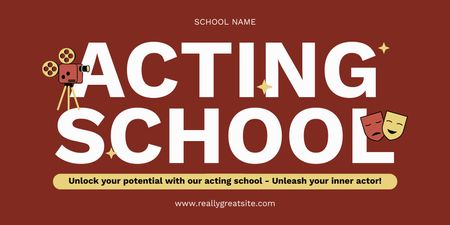 Offer of Training at Acting School on Red Twitter Design Template
