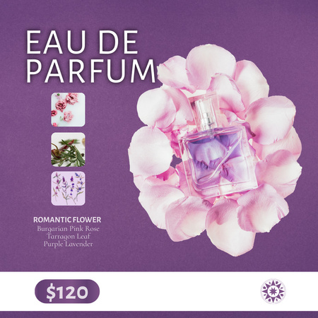 Designvorlage Beautiful Perfume on Pink Petals für Animated Post