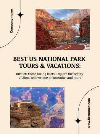 Plantilla de diseño de Oferta de paquete turístico aventurero por EE. UU. Poster US 