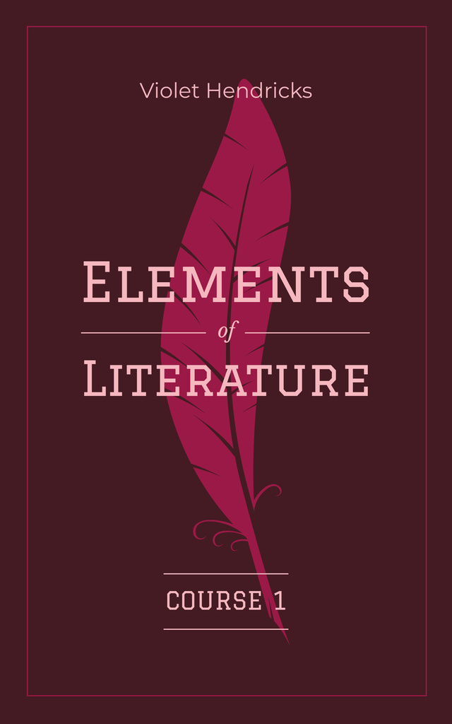 Literature Inspiration Course with Pink Quill Pen Book Cover Design Template