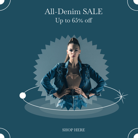 Denim fashion sale blue Instagram Design Template