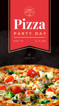 Flavorsome Pizza Party Celebration Day In May In Red Instagram Story Design Template