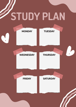 Study Plan with Hearts Schedule Planner Design Template